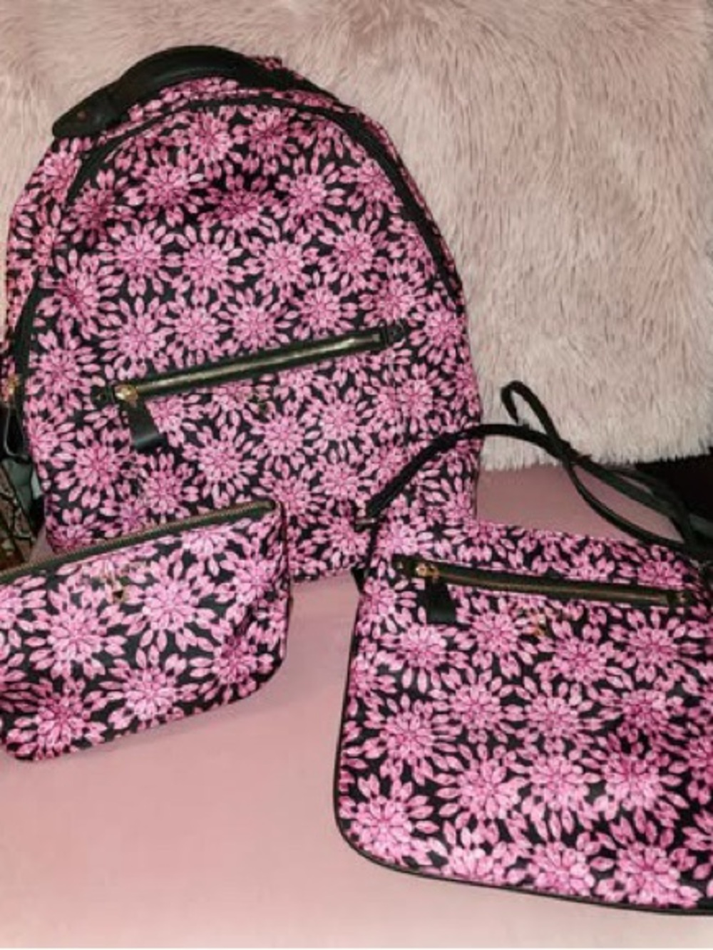 Michael Kors Pink Floral Backpack, Crossbody & Pouch Set
